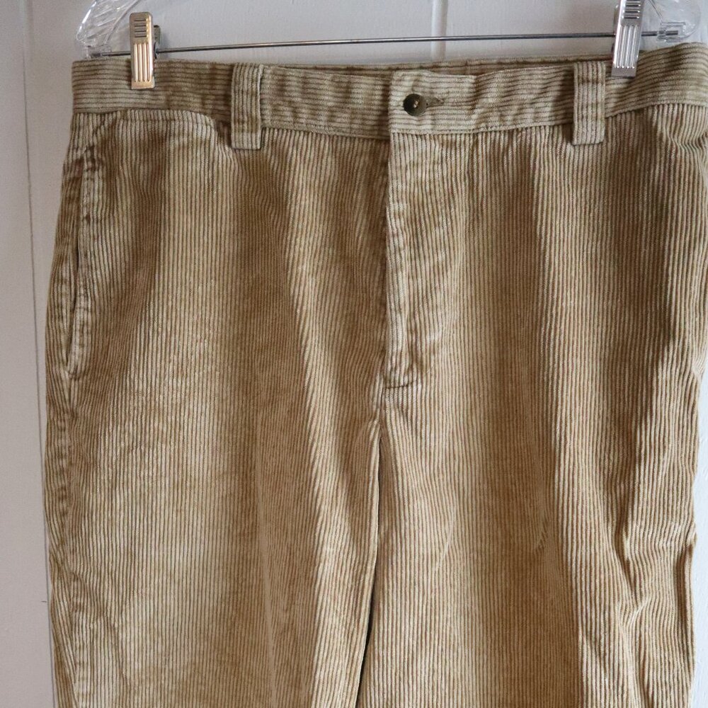 Vtg Y2K Mens Dockers Corduroy Pants 36x30 Light Tan Flat Front Thick Cord